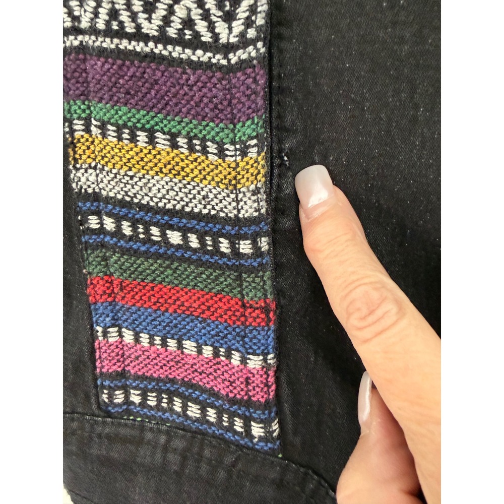 Vintage Diane Gilman DG2 Black‎ M Denim Embroidered Jean Jacket Western Aztec - Picture 7 of 16